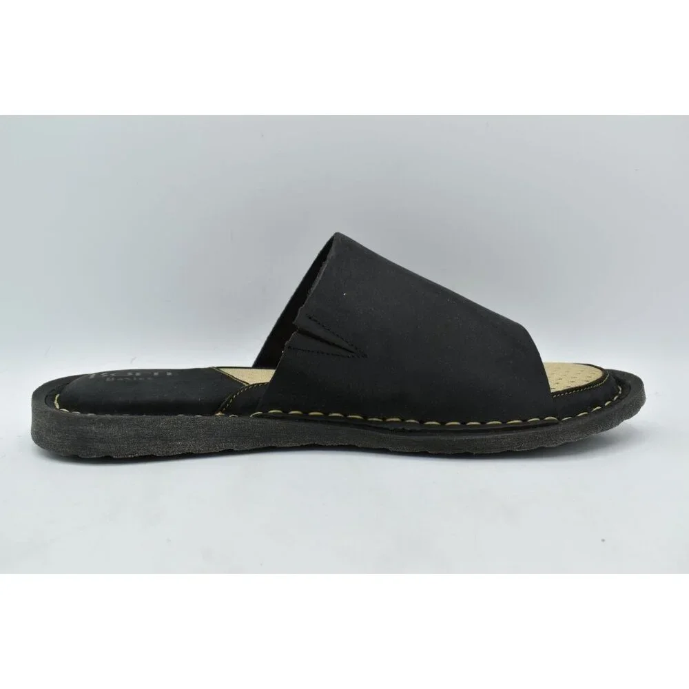 Born Mens Size 8 Leeward Black Full Grain Leather Slip On Slide‎ Sandals Shoes